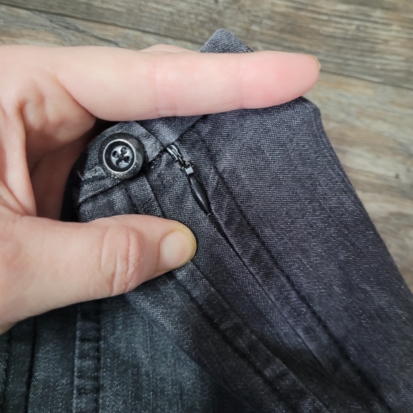 Black Demin Skirt Midi Flowy A Line sz 10 - Picture 4 of 11